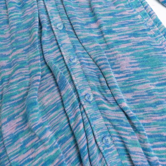 ✨ Free People Blue Galaxy Space Dyed Henley Sweater Midi Dress Pointelle Knit - Picture 9 of 12